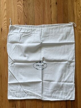 Prada Cream Drawstring Logo Dust Bag